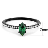 IP Black(Ion Plating) Stainless Steel Ring with AAA Grade CZ  in Emerald