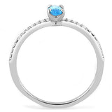High polished (no plating) Stainless Steel Ring with AAA Grade CZ  in Sea Blue