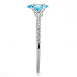 High polished (no plating) Stainless Steel Ring with AAA Grade CZ  in Sea Blue