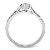 High polished (no plating) Stainless Steel Ring with AAA Grade CZ  in Clear
