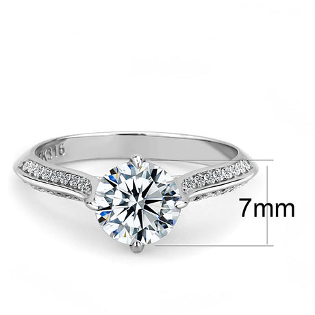 High polished (no plating) Stainless Steel Ring with AAA Grade CZ  in Clear