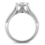 High polished (no plating) Stainless Steel Ring with AAA Grade CZ  in Clear