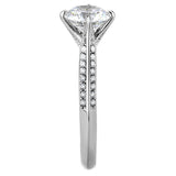 High polished (no plating) Stainless Steel Ring with AAA Grade CZ  in Clear