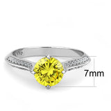 High polished (no plating) Stainless Steel Ring with AAA Grade CZ  in Topaz