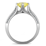 High polished (no plating) Stainless Steel Ring with AAA Grade CZ  in Topaz