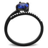 IP Black(Ion Plating) Stainless Steel Ring with Synthetic Spinel in London Blue
