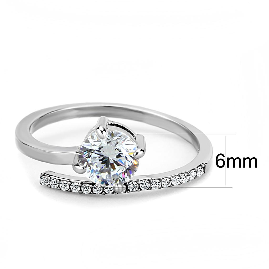 High polished (no plating) Stainless Steel Ring with AAA Grade CZ  in Clear