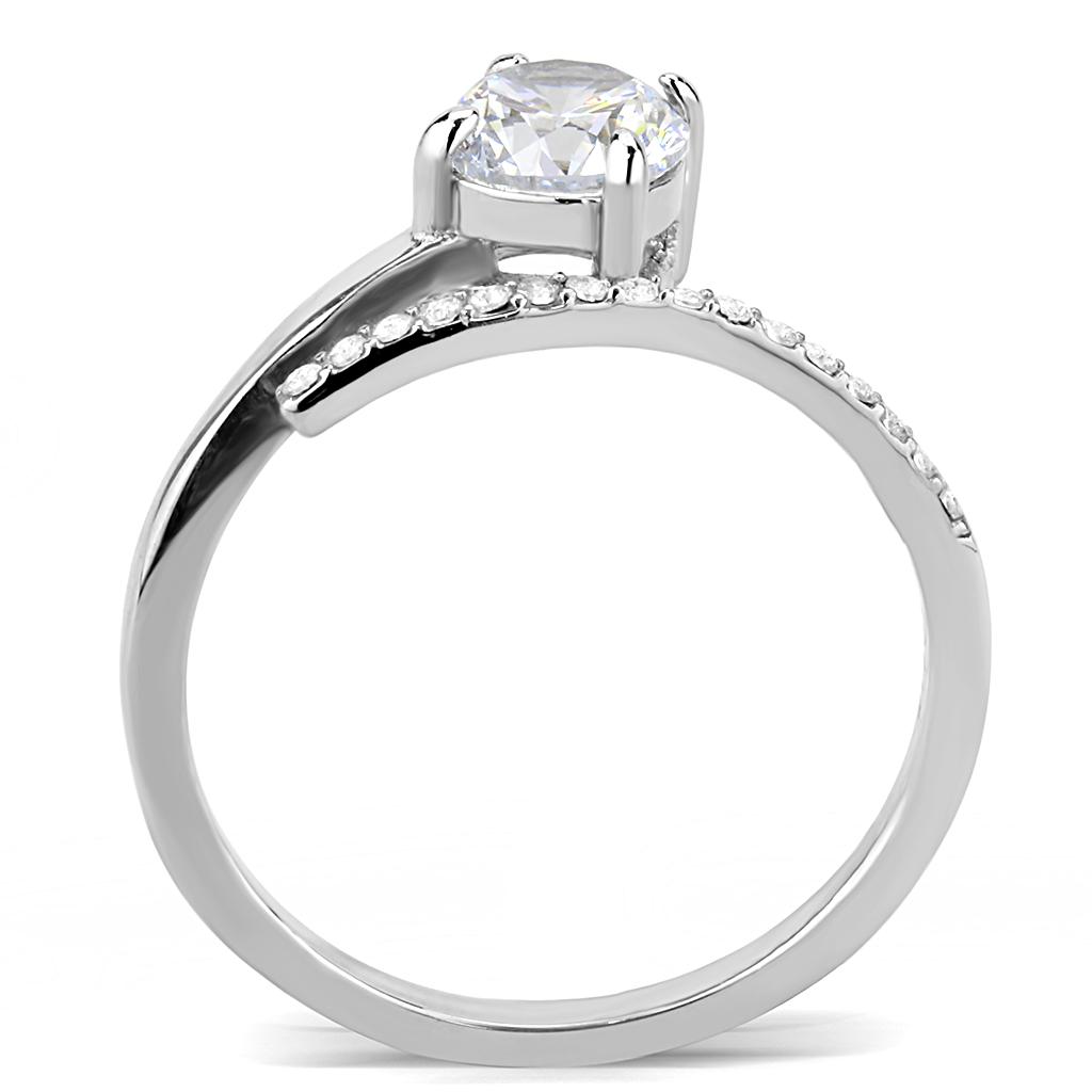 High polished (no plating) Stainless Steel Ring with AAA Grade CZ  in Clear