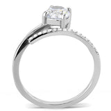 High polished (no plating) Stainless Steel Ring with AAA Grade CZ  in Clear