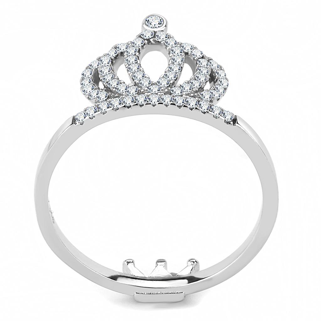 High polished (no plating) Stainless Steel Ring with AAA Grade CZ  in Clear