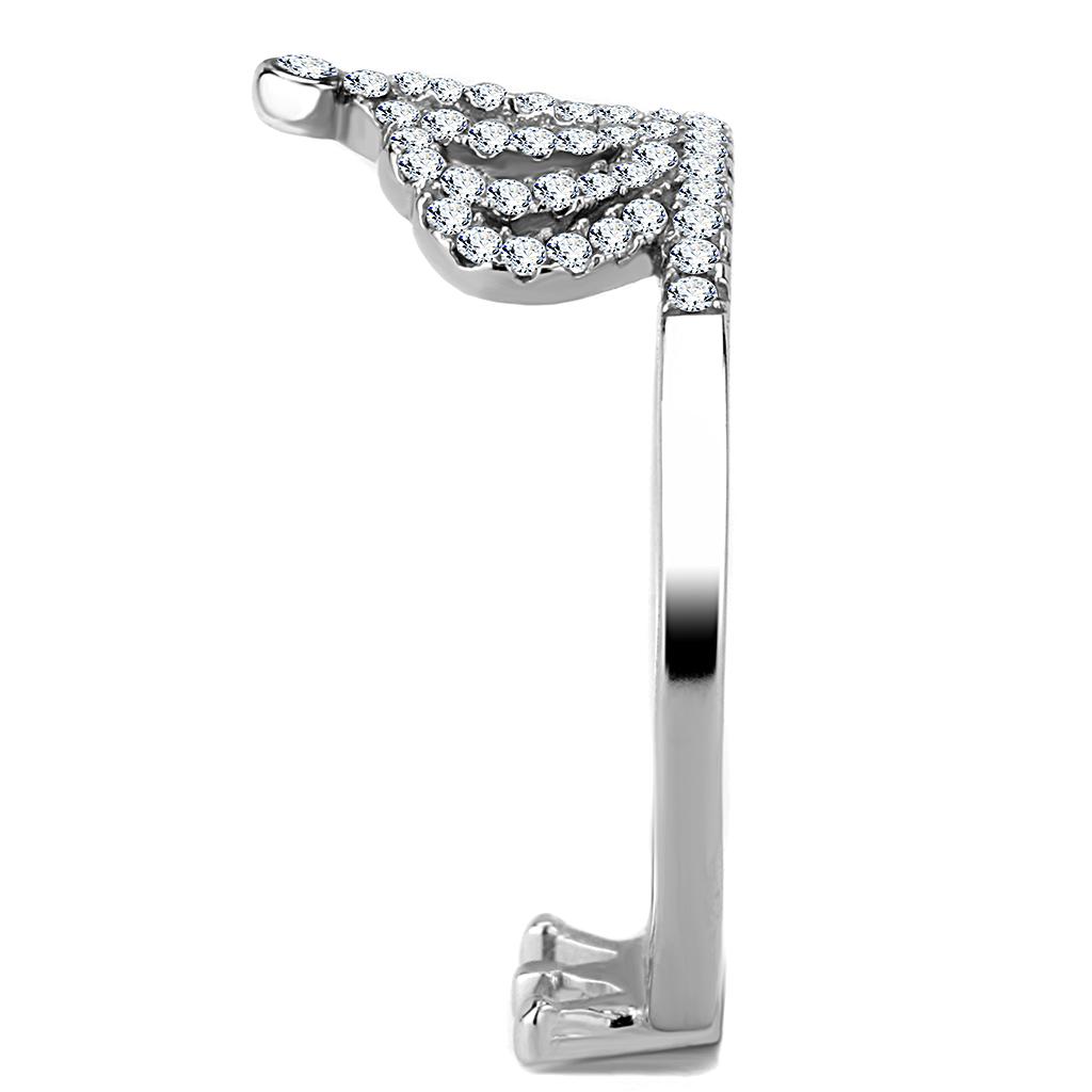 High polished (no plating) Stainless Steel Ring with AAA Grade CZ  in Clear