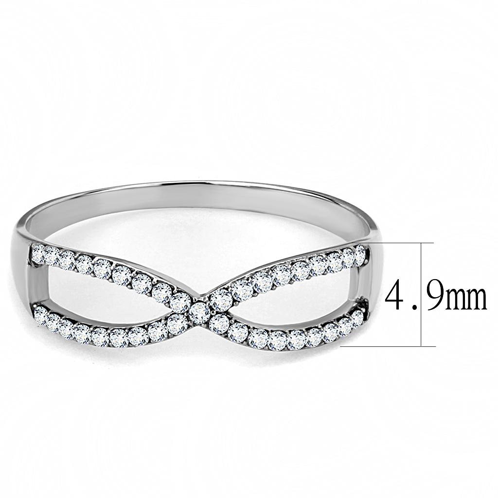 High polished (no plating) Stainless Steel Ring with AAA Grade CZ  in Clear