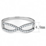 High polished (no plating) Stainless Steel Ring with AAA Grade CZ  in Clear