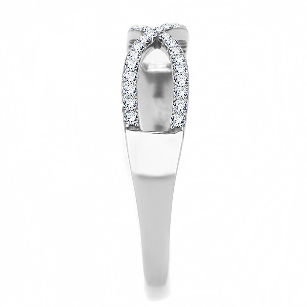 High polished (no plating) Stainless Steel Ring with AAA Grade CZ  in Clear