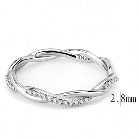 High polished (no plating) Stainless Steel Ring with AAA Grade CZ  in Clear
