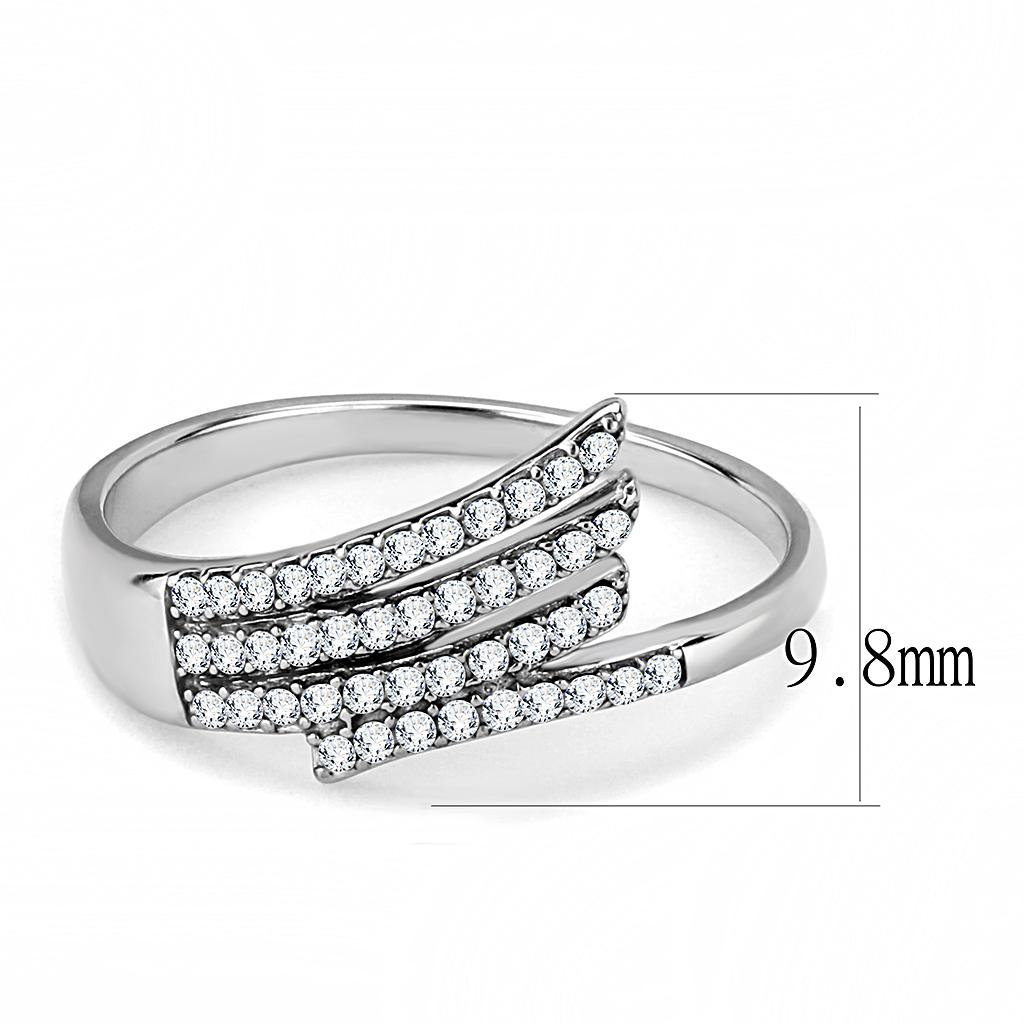 High polished (no plating) Stainless Steel Ring with AAA Grade CZ  in Clear