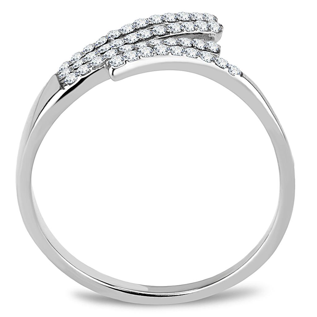 High polished (no plating) Stainless Steel Ring with AAA Grade CZ  in Clear