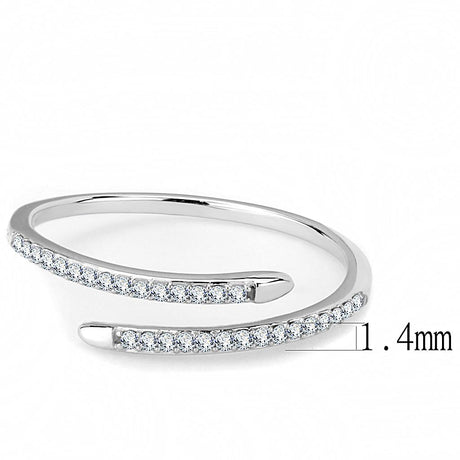 High polished (no plating) Stainless Steel Ring with AAA Grade CZ  in Clear
