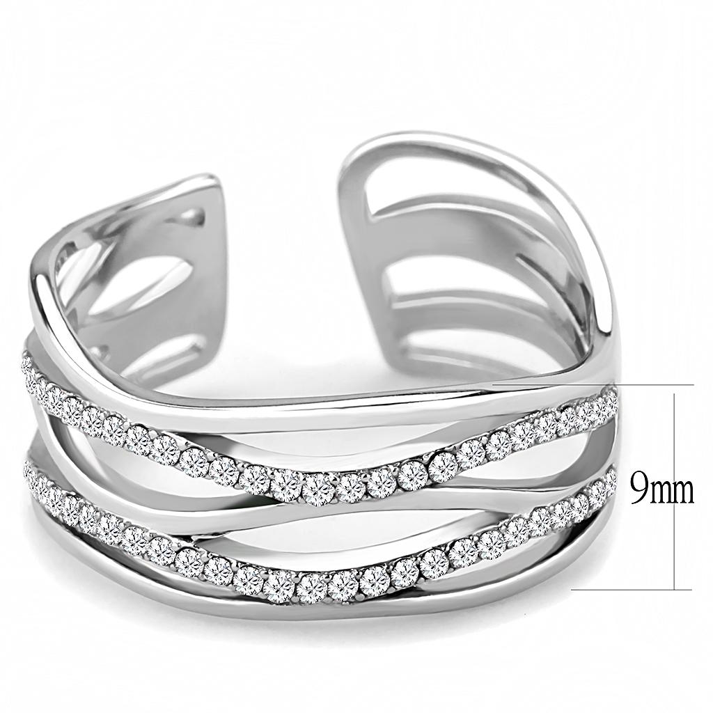 High polished (no plating) Stainless Steel Ring with AAA Grade CZ  in Clear