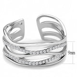 High polished (no plating) Stainless Steel Ring with AAA Grade CZ  in Clear