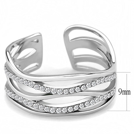High polished (no plating) Stainless Steel Ring with AAA Grade CZ  in Clear