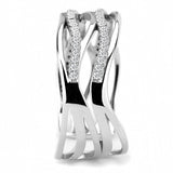 High polished (no plating) Stainless Steel Ring with AAA Grade CZ  in Clear