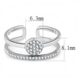 High polished (no plating) Stainless Steel Ring with AAA Grade CZ  in Clear