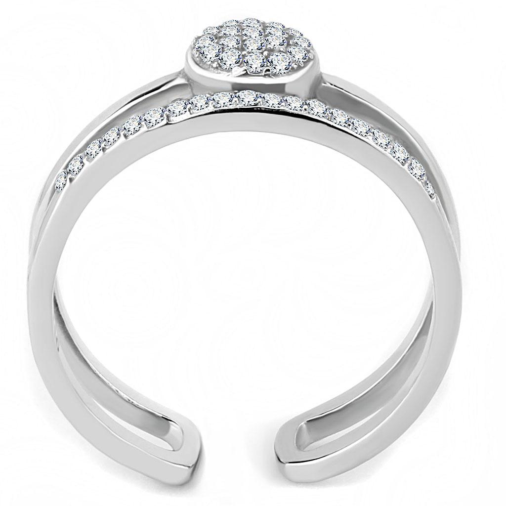 High polished (no plating) Stainless Steel Ring with AAA Grade CZ  in Clear
