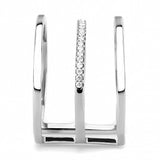 High polished (no plating) Stainless Steel Ring with AAA Grade CZ  in Clear