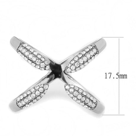 High polished (no plating) Stainless Steel Ring with AAA Grade CZ  in Clear