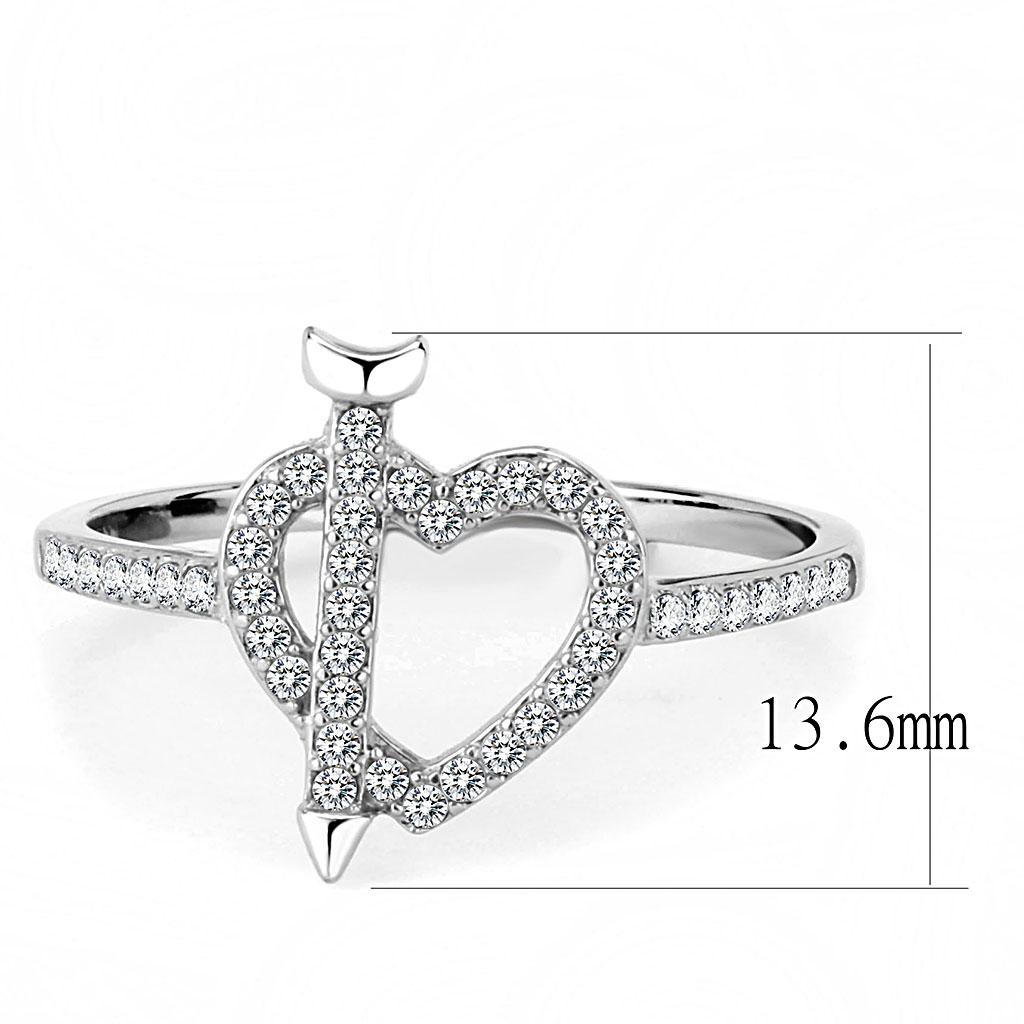 High polished (no plating) Stainless Steel Ring with AAA Grade CZ  in Clear
