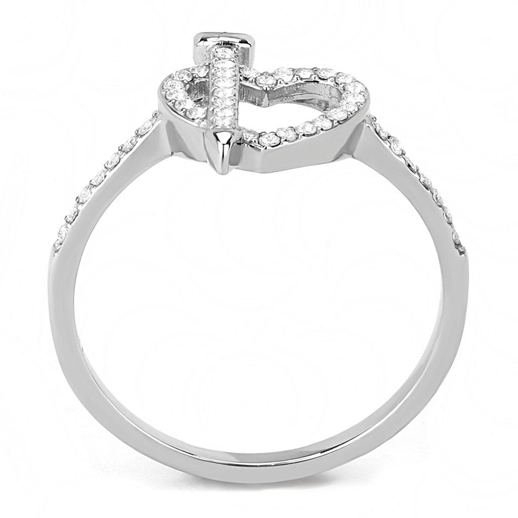 High polished (no plating) Stainless Steel Ring with AAA Grade CZ  in Clear