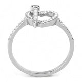 High polished (no plating) Stainless Steel Ring with AAA Grade CZ  in Clear