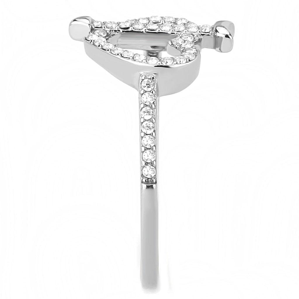 High polished (no plating) Stainless Steel Ring with AAA Grade CZ  in Clear