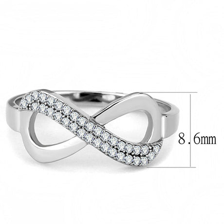 High polished (no plating) Stainless Steel Ring with AAA Grade CZ  in Clear
