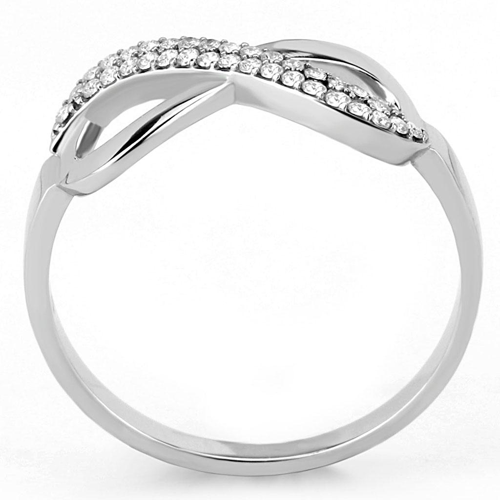 High polished (no plating) Stainless Steel Ring with AAA Grade CZ  in Clear