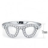 High polished (no plating) Stainless Steel Ring with AAA Grade CZ  in Clear