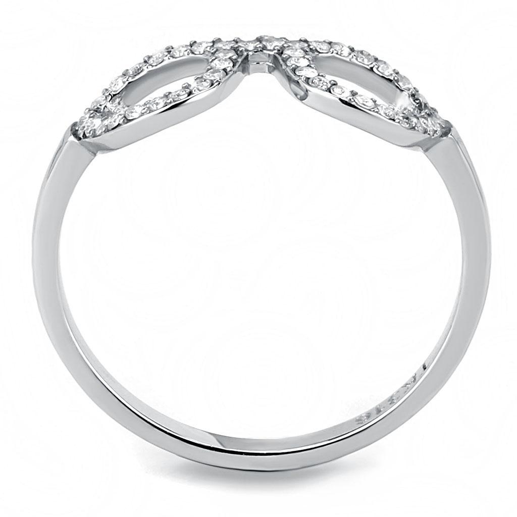 High polished (no plating) Stainless Steel Ring with AAA Grade CZ  in Clear