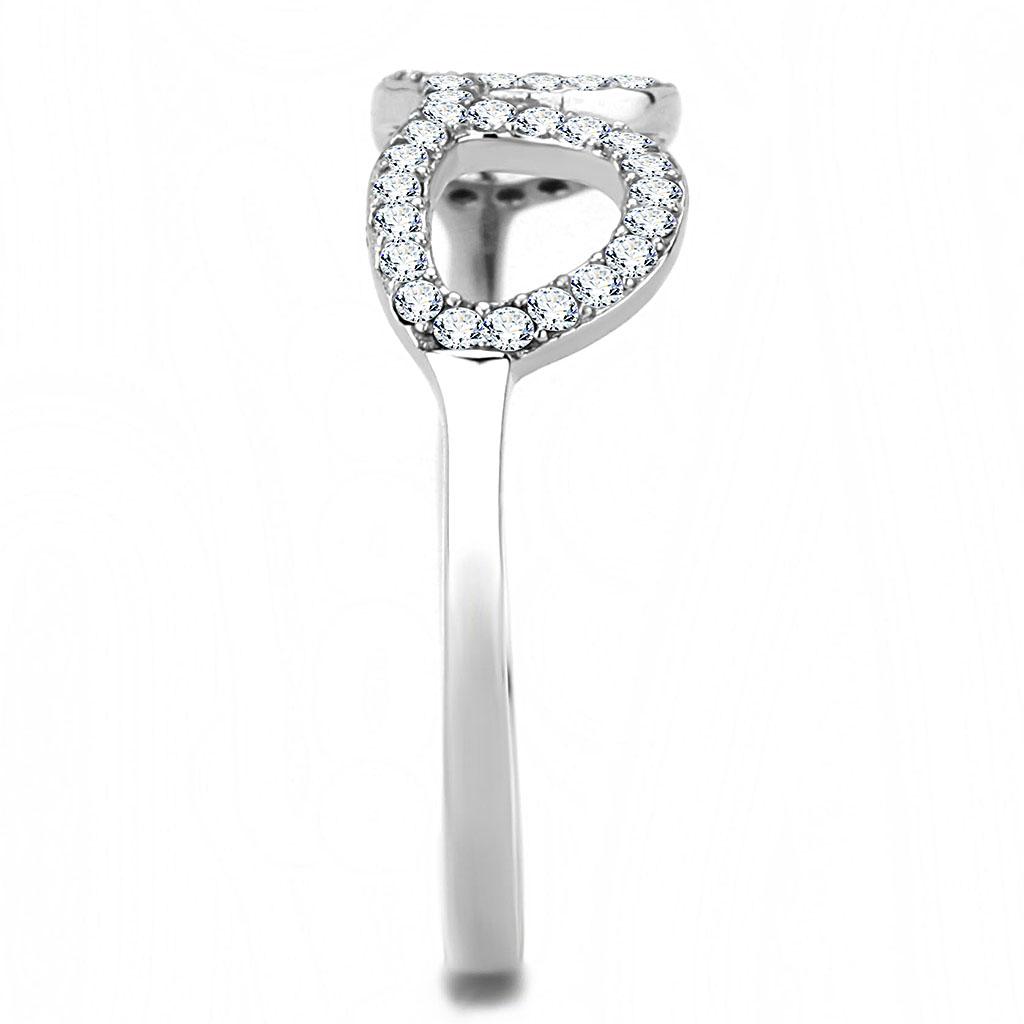 High polished (no plating) Stainless Steel Ring with AAA Grade CZ  in Clear