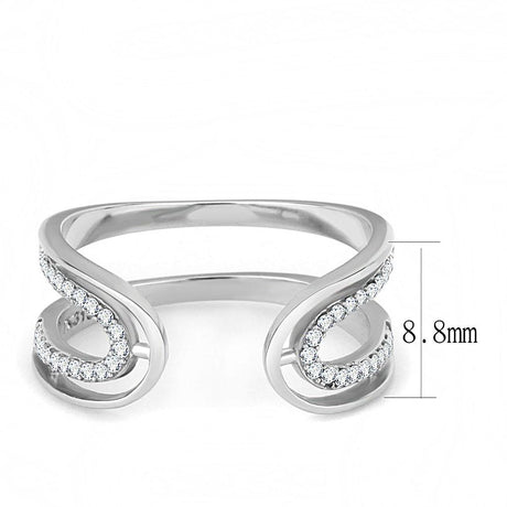 High polished (no plating) Stainless Steel Ring with AAA Grade CZ  in Clear