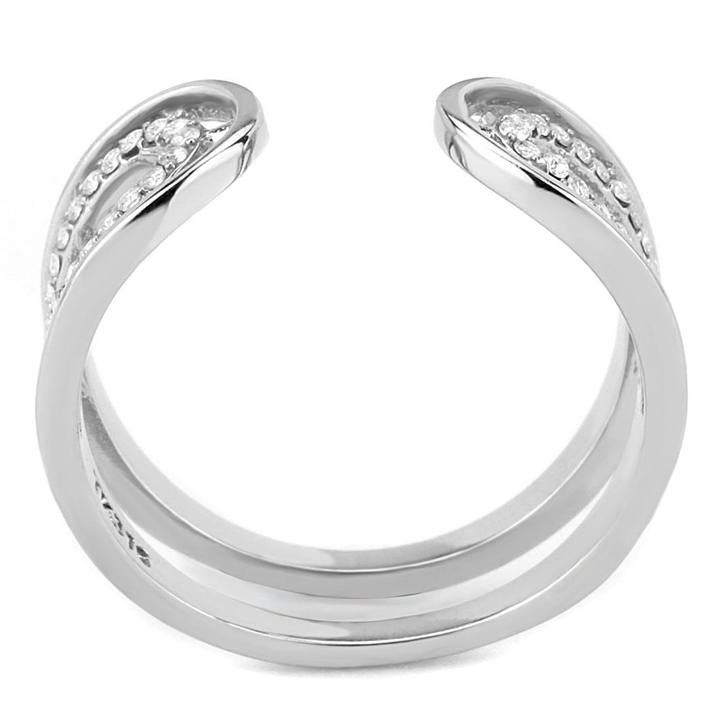High polished (no plating) Stainless Steel Ring with AAA Grade CZ  in Clear