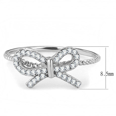 High polished (no plating) Stainless Steel Ring with AAA Grade CZ  in Clear