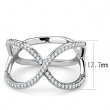 High polished (no plating) Stainless Steel Ring with AAA Grade CZ  in Clear