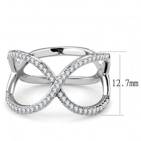 High polished (no plating) Stainless Steel Ring with AAA Grade CZ  in Clear