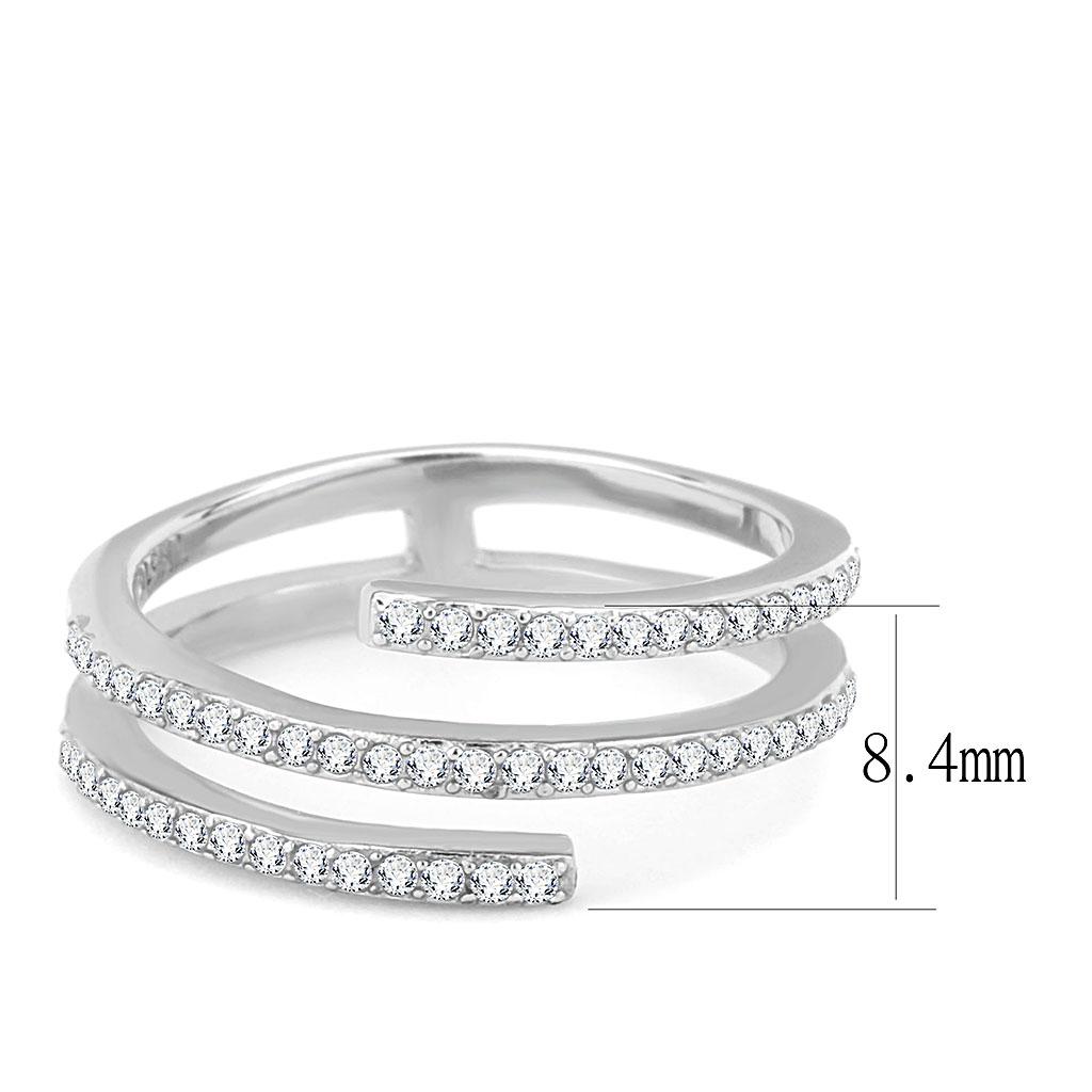 High polished (no plating) Stainless Steel Ring with AAA Grade CZ  in Clear