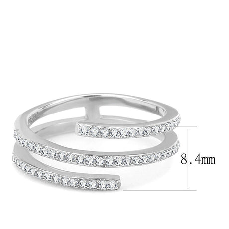 High polished (no plating) Stainless Steel Ring with AAA Grade CZ  in Clear