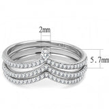 High polished (no plating) Stainless Steel Ring with AAA Grade CZ  in Clear
