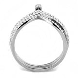 High polished (no plating) Stainless Steel Ring with AAA Grade CZ  in Clear