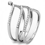 High polished (no plating) Stainless Steel Ring with AAA Grade CZ  in Clear