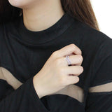 High polished (no plating) Stainless Steel Ring with AAA Grade CZ  in Clear